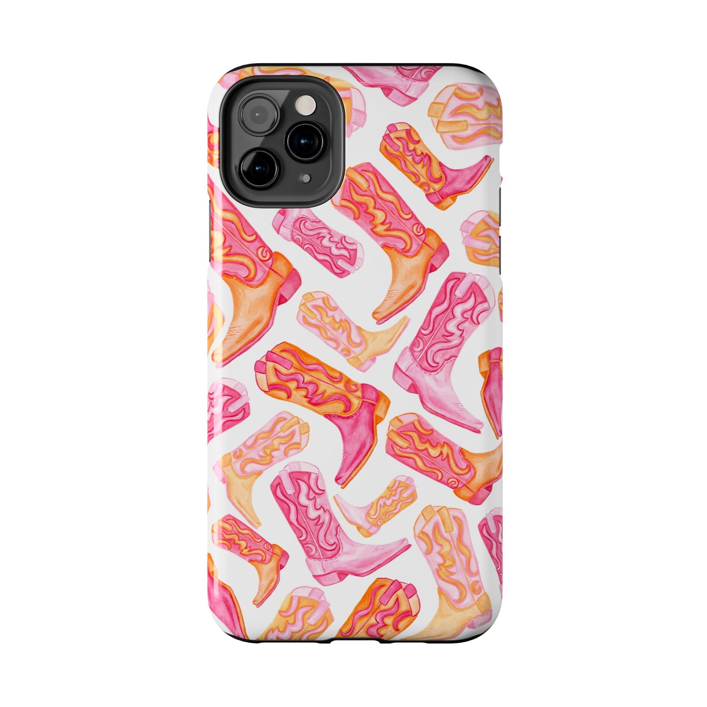 Tossed Hot Pink & Orange Cowboy Boots Tough Phone Cases | Various Models Available