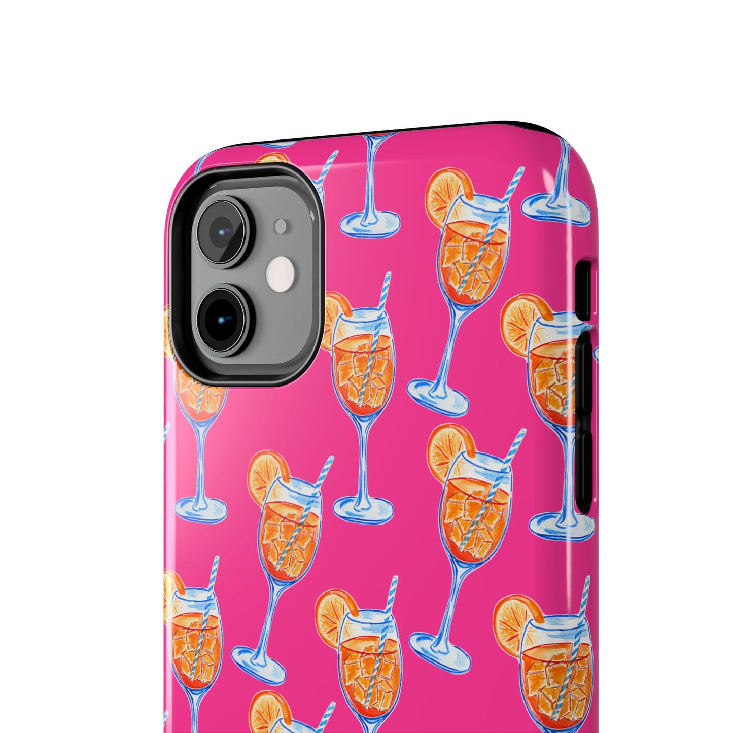 Orange & Blue Aperol Spritz Watercolor Pattern Hot Pink Phone Case | Various Models