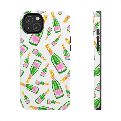 Copy of Tossed Pink and Green Watercolor Illustrated Champagne Bottles Pattern Tough Phone Case | Various Models