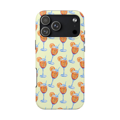 Lemon Yellow Orange & Blue Aperol Spritz Watercolor Patterned Tough Phone Case | Various Models iPhone 17 Pro Max