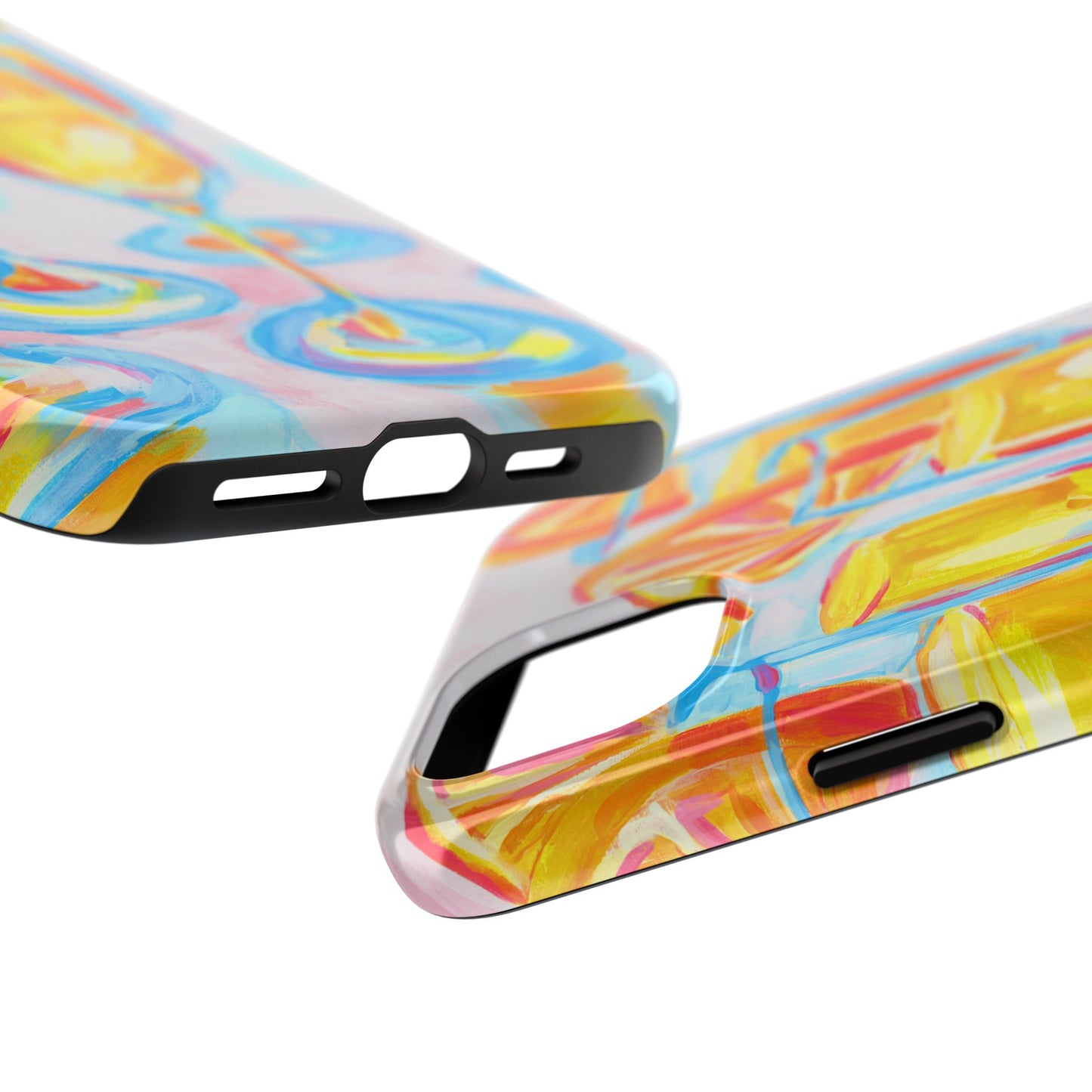 Pink Orange Mimosas Blue Champagne Flutes Abstract Acrylic Tough Phone Case | Various Models