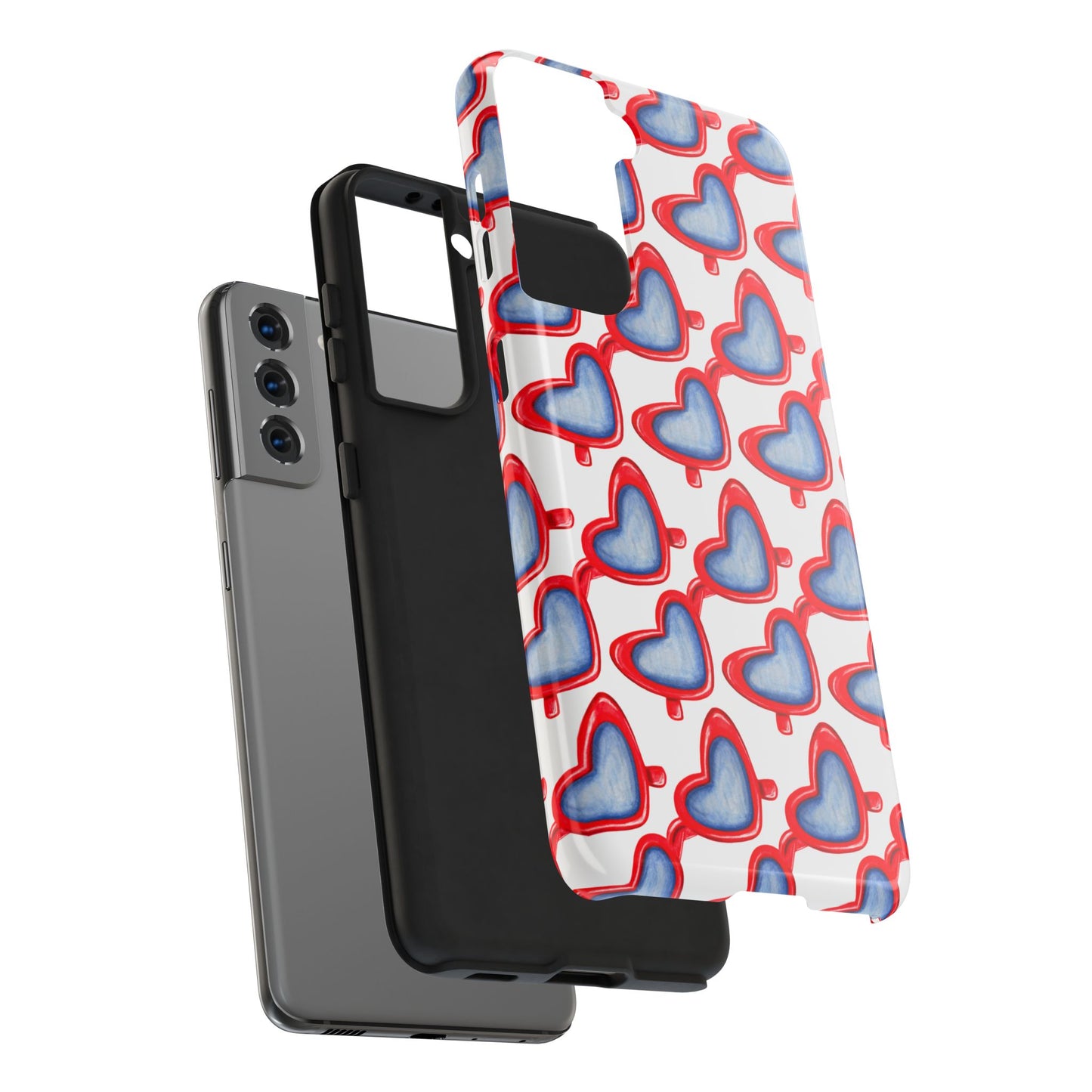 Red Heart Shaped Sunglasses Watercolor Illustrated Tough Phone Case | Various Models