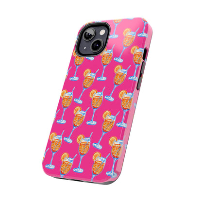 Orange & Blue Aperol Spritz Watercolor Pattern Hot Pink Phone Case | Various Models
