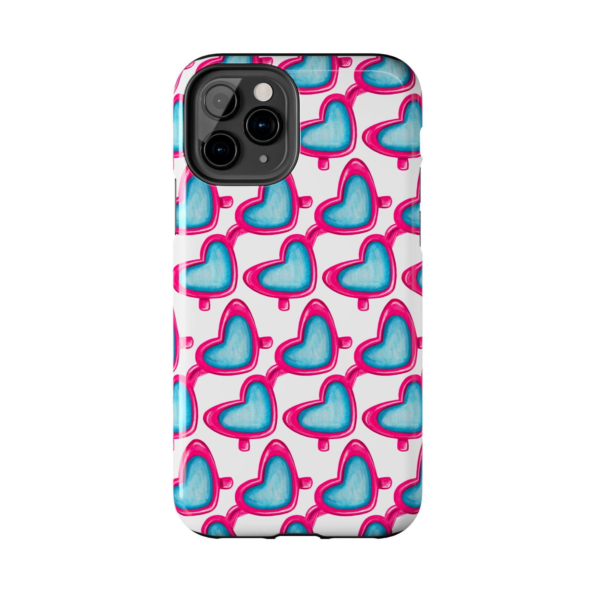 Pink Heart Shaped Sunglasses Watercolor Illustrated Tough Phone Case | Various Models