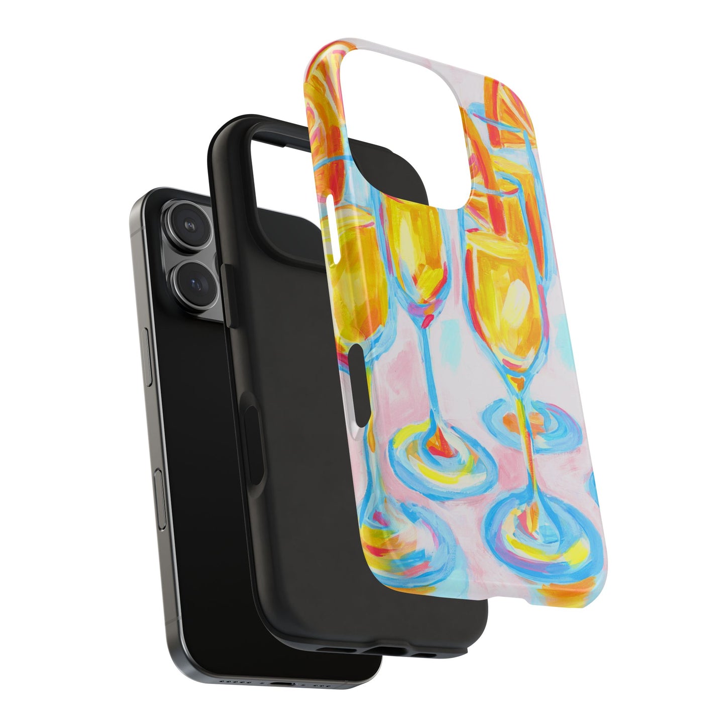 Pink Orange Mimosas Blue Champagne Flutes Abstract Acrylic Tough Phone Case | Various Models
