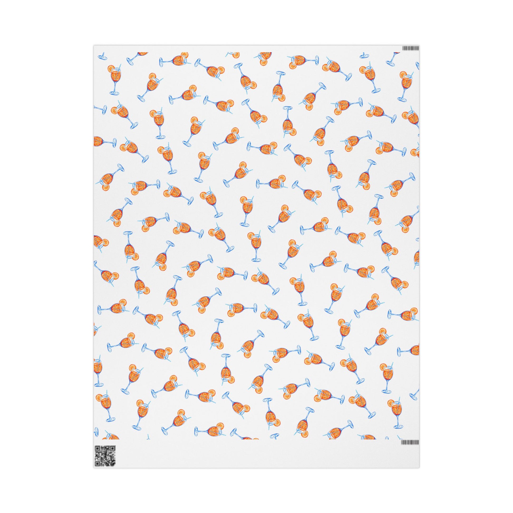 Aperol Spritz Gift Wrap Tossed Pattern | Matte or Glossy 30" x 36" Matte