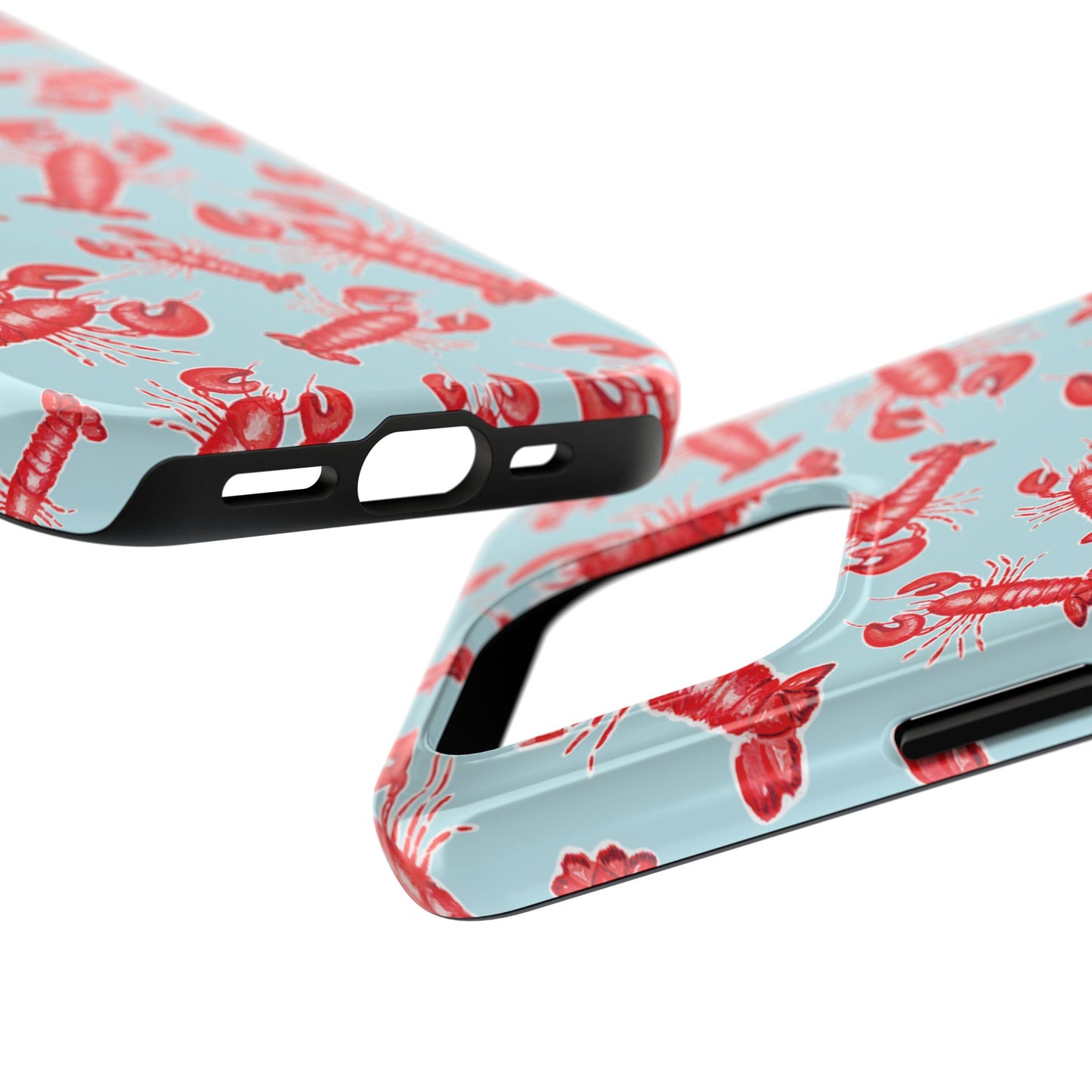 Red Lobster Watercolor Illustrated Tossed Pattern Light Blue Tough Phone Case | Various Models