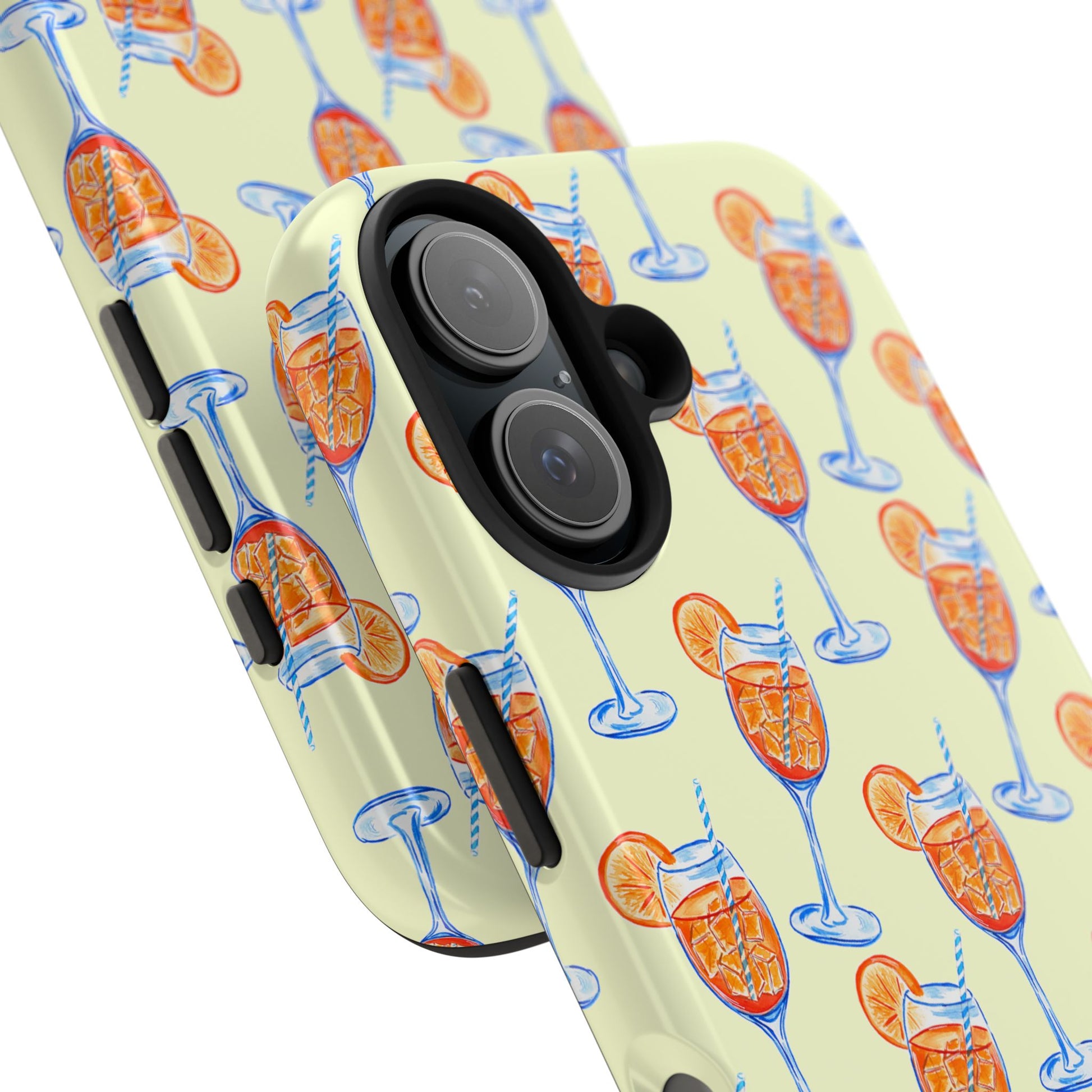 Lemon Yellow Orange & Blue Aperol Spritz Watercolor Patterned Tough Phone Case | Various Models