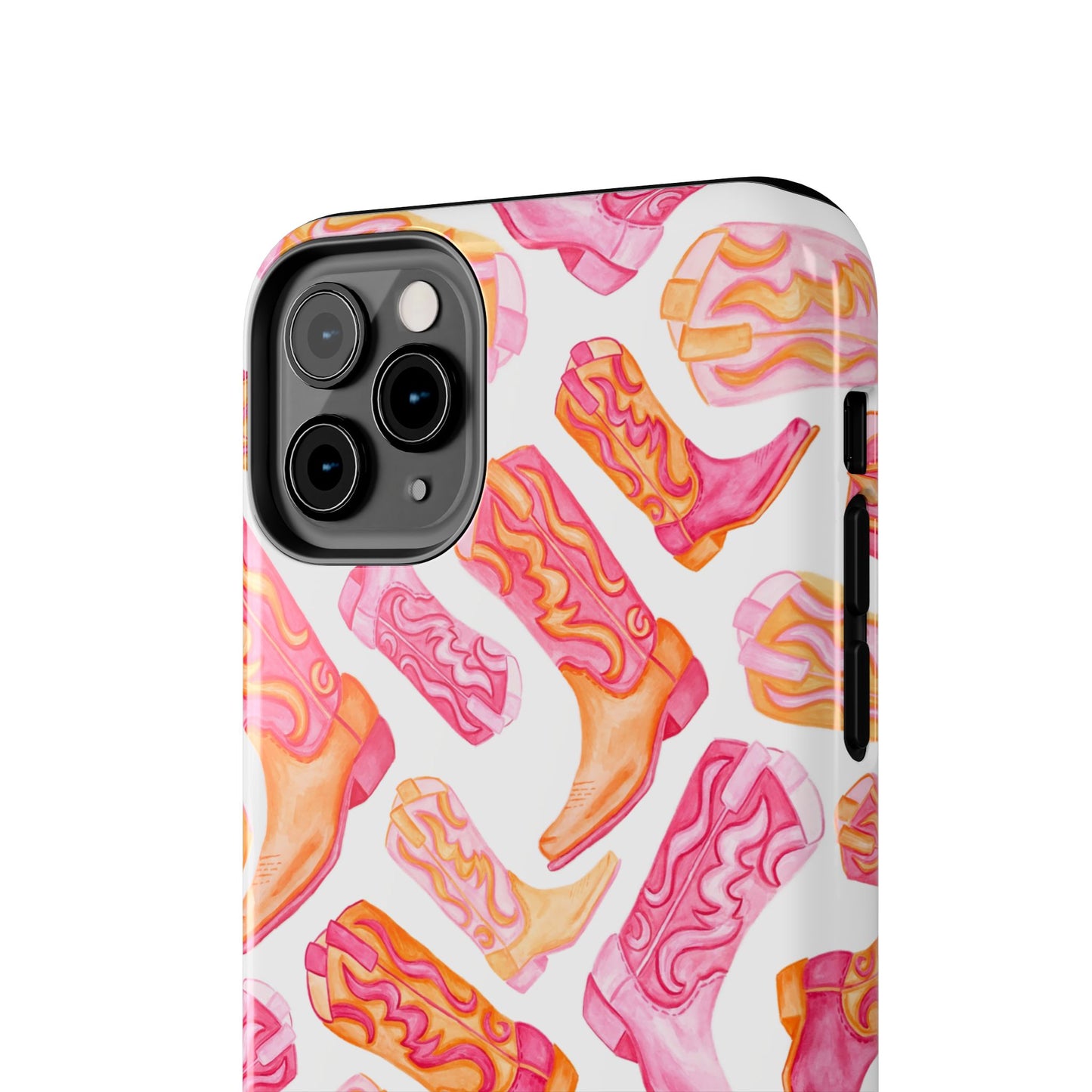 Tossed Hot Pink & Orange Cowboy Boots Tough Phone Cases | Various Models Available