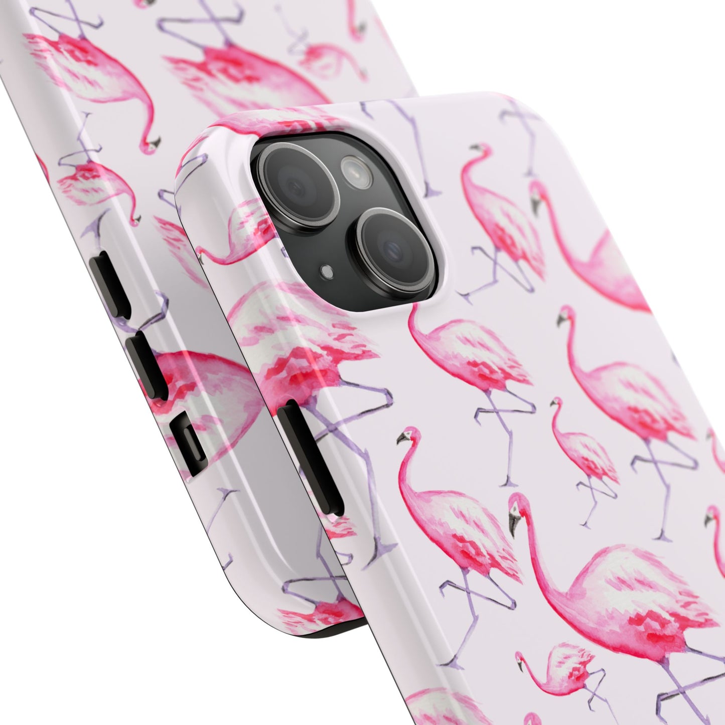 Pink Flamingos Watercolor Illustrated Tossed Pattern Blush Phone Case | Various Models