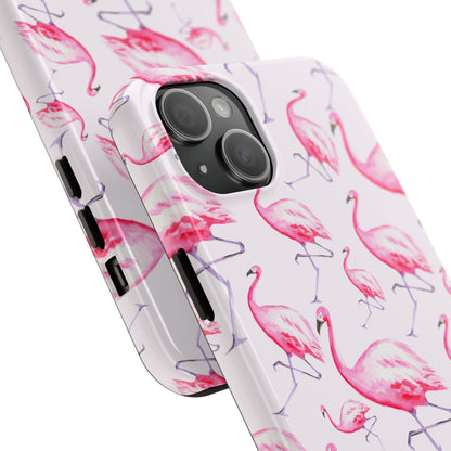 Pink Flamingos Watercolor Illustrated Tossed Pattern Blush Phone Case | Various Models