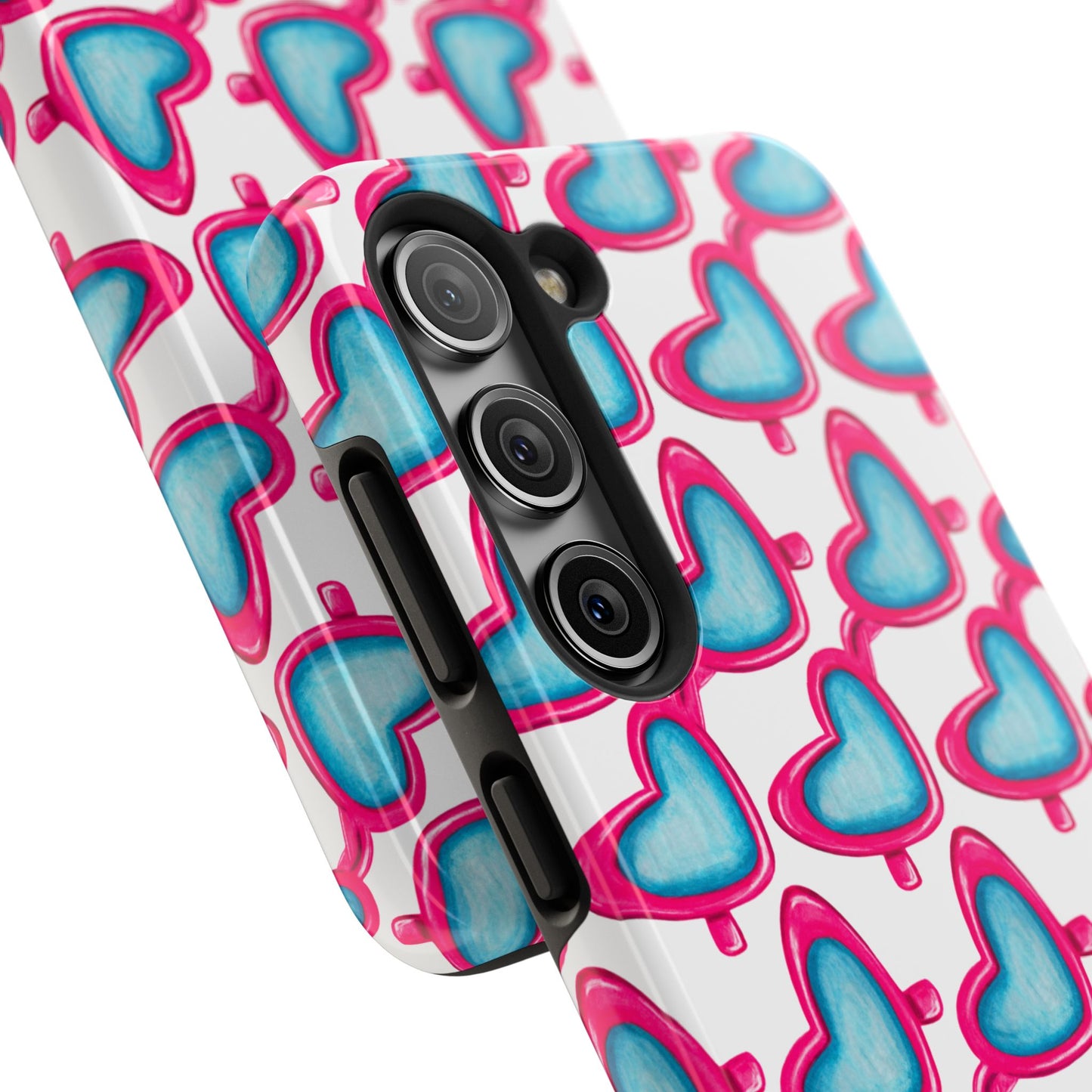Pink Heart Shaped Sunglasses Watercolor Illustrated Tough Phone Case | Various Models