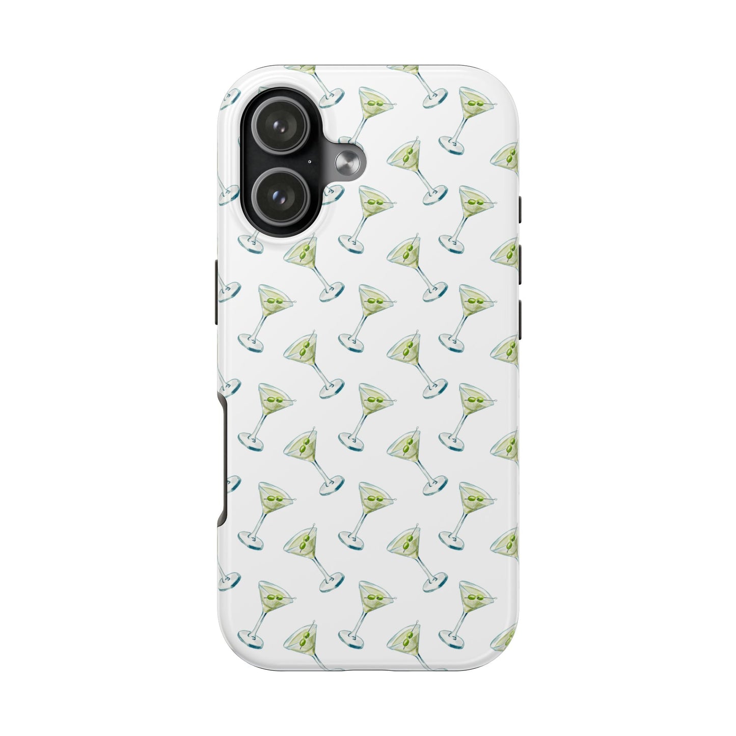 Martini Watercolor Illustrated Tossed Pattern Tough Phone Case | Various Models Available iPhone 17