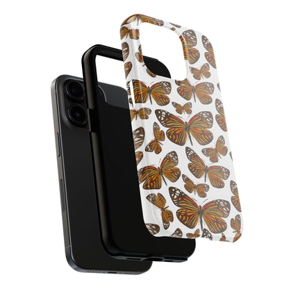 Black & Orange Butterfly Watercolor Illustrated Tossed Pattern Tough Phone Case | Various Models