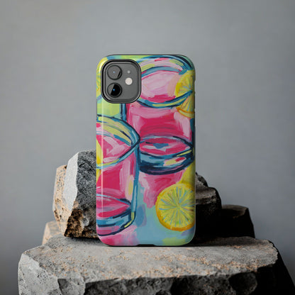 Pink Lemonade Abstract Acrylic Cocktails Tough Phone Case | Various Models Available