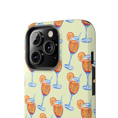 Lemon Yellow Orange & Blue Aperol Spritz Watercolor Patterned Tough Phone Case | Various Models