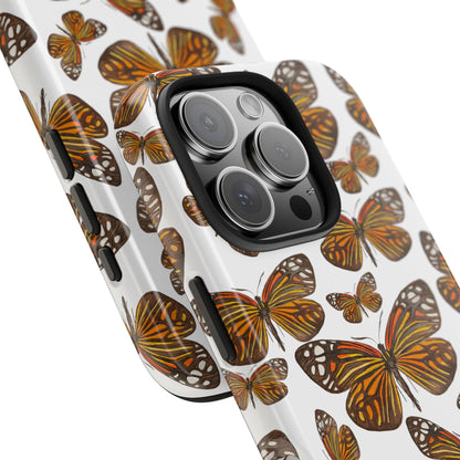 Black & Orange Butterfly Watercolor Illustrated Tossed Pattern Tough Phone Case | Various Models