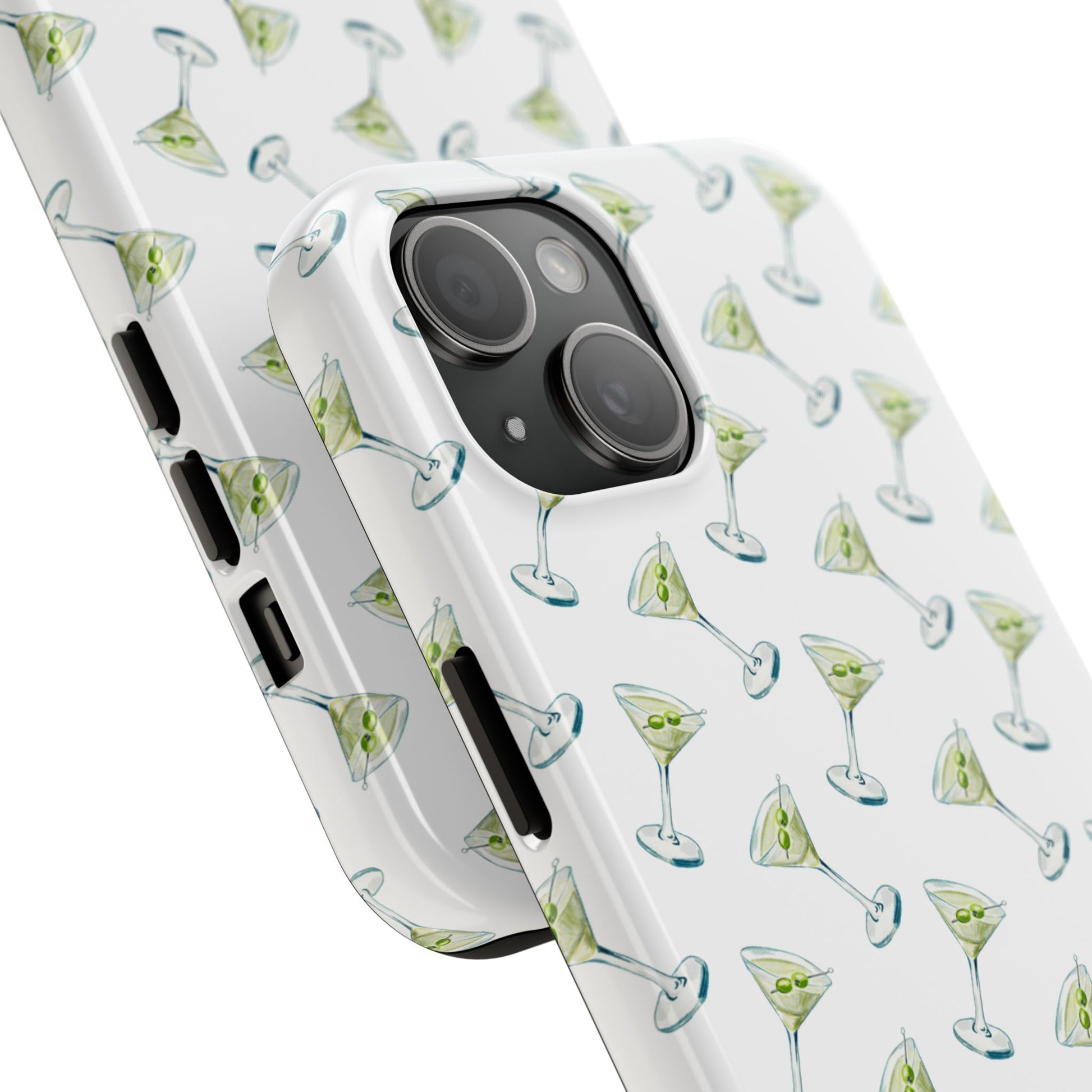 Martini Watercolor Illustrated Tossed Pattern Tough Phone Case | Various Models Available