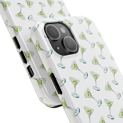 Martini Watercolor Illustrated Tossed Pattern Tough Phone Case | Various Models Available