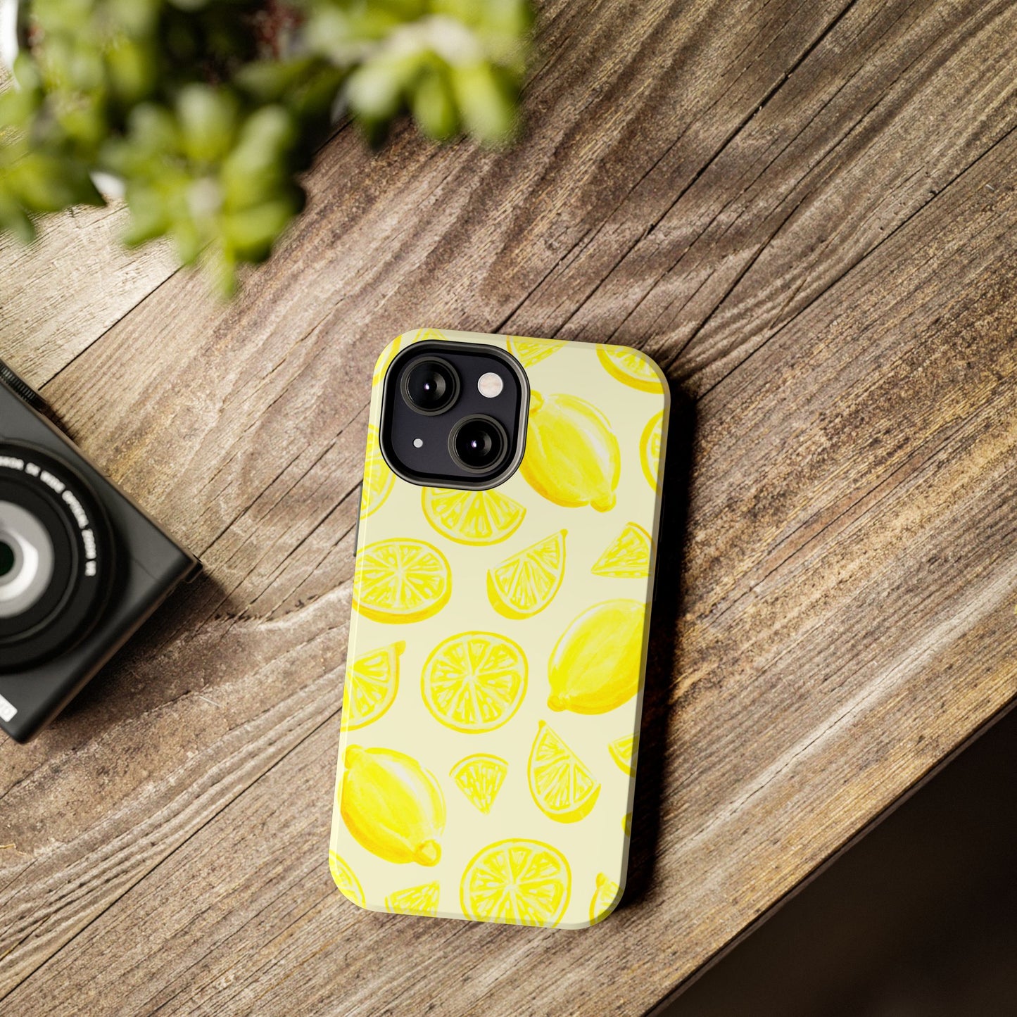 Bright Yellow Lemons Watercolor Illustrated Tossed Pattern Pale Yellow Tough Phone Case | Various Models