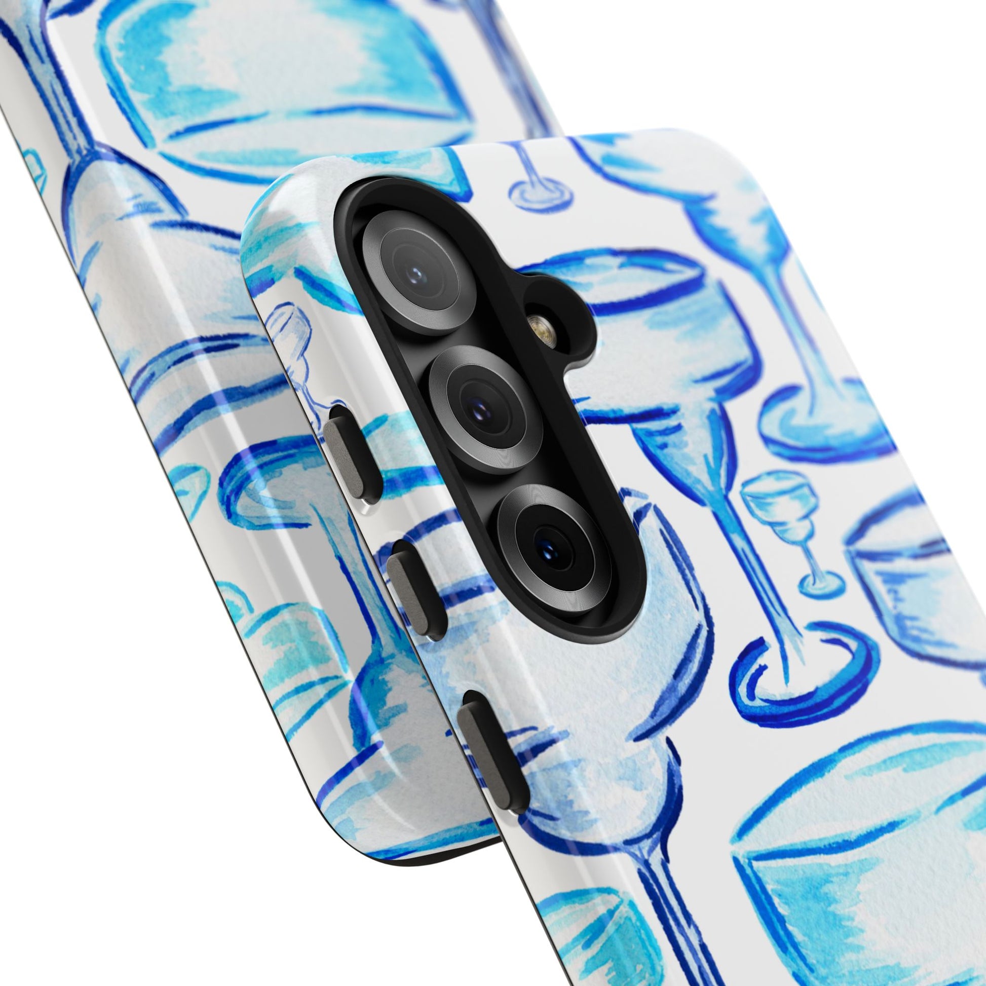 Coastal Shades of Blue Watercolor Margaritas Tough Phone Case | Various Models Available