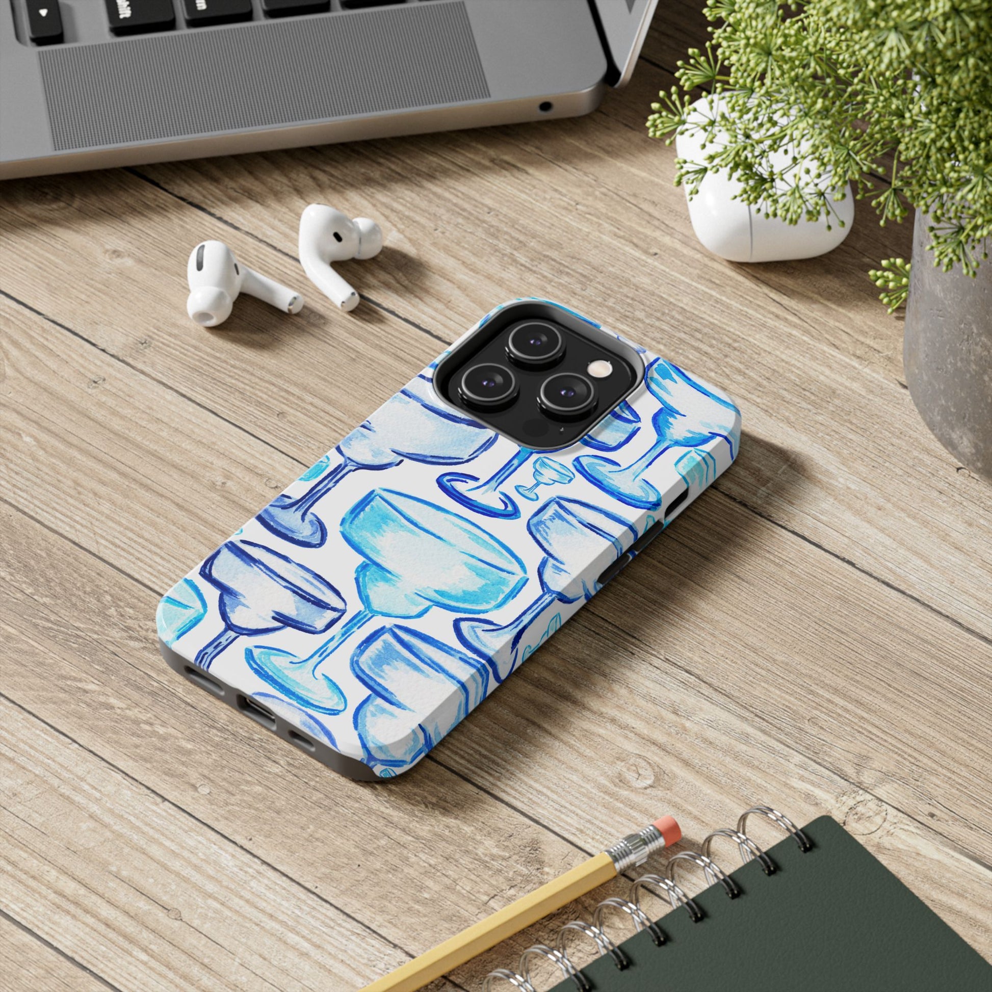 Coastal Shades of Blue Watercolor Margaritas Tough Phone Case | Various Models Available