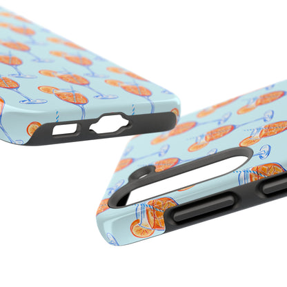 Orange & Blue Aperol Spritz Watercolor Pattern Turquoise Phone Case | Various Models
