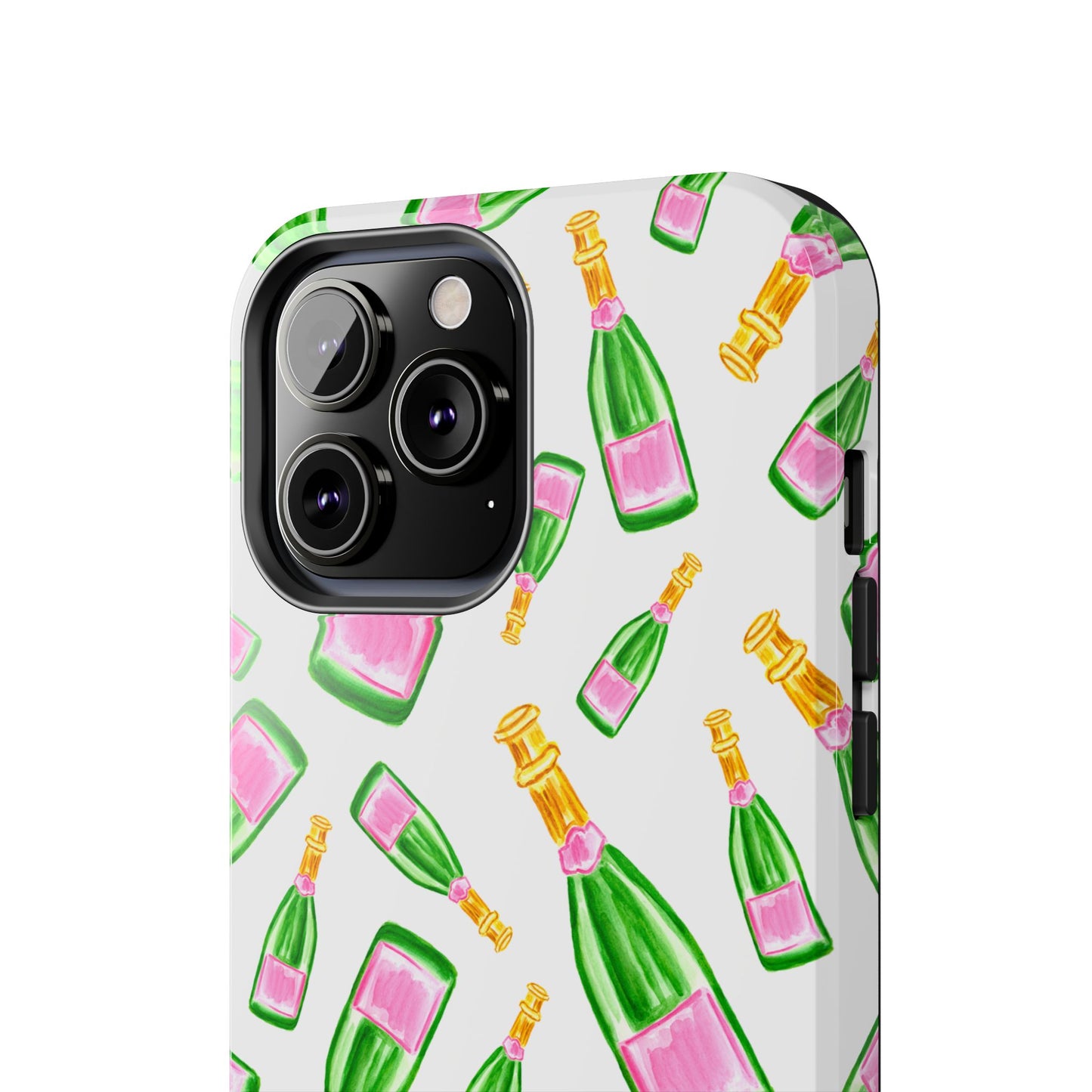 Copy of Tossed Pink and Green Watercolor Illustrated Champagne Bottles Pattern Tough Phone Case | Various Models