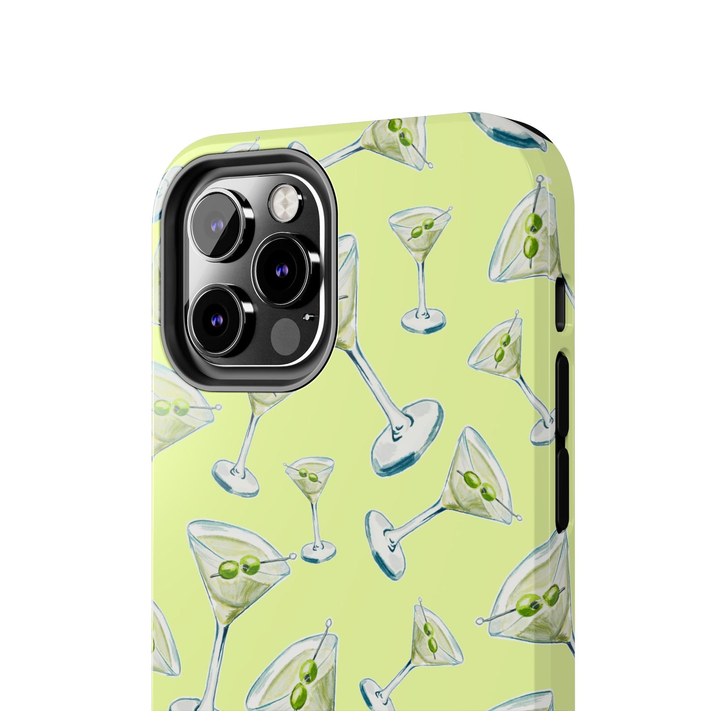 Watercolor Blue and Green Martinis Tossed Illustrated Pattern Yellow Tough Phone Case | Various Models