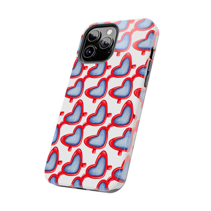 Red Heart Shaped Sunglasses Watercolor Illustrated Tough Phone Case | Various Models