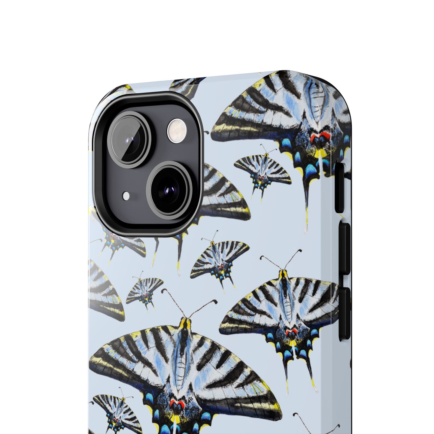 Light Blue Swallowtail Butterflies Watercolor Illustrated Pale Blue Tough Phone Case | Various Models