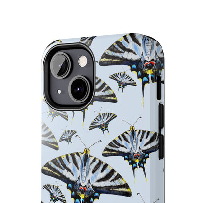 Light Blue Swallowtail Butterflies Watercolor Illustrated Pale Blue Tough Phone Case | Various Models
