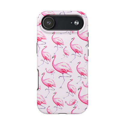 Pink Flamingos Watercolor Illustrated Tossed Pattern Blush Phone Case | Various Models iPhone 17 Air