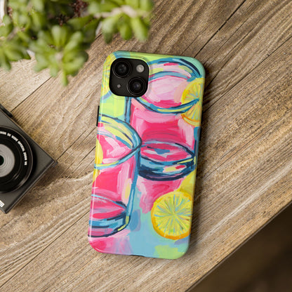 Pink Lemonade Abstract Acrylic Cocktails Tough Phone Case | Various Models Available