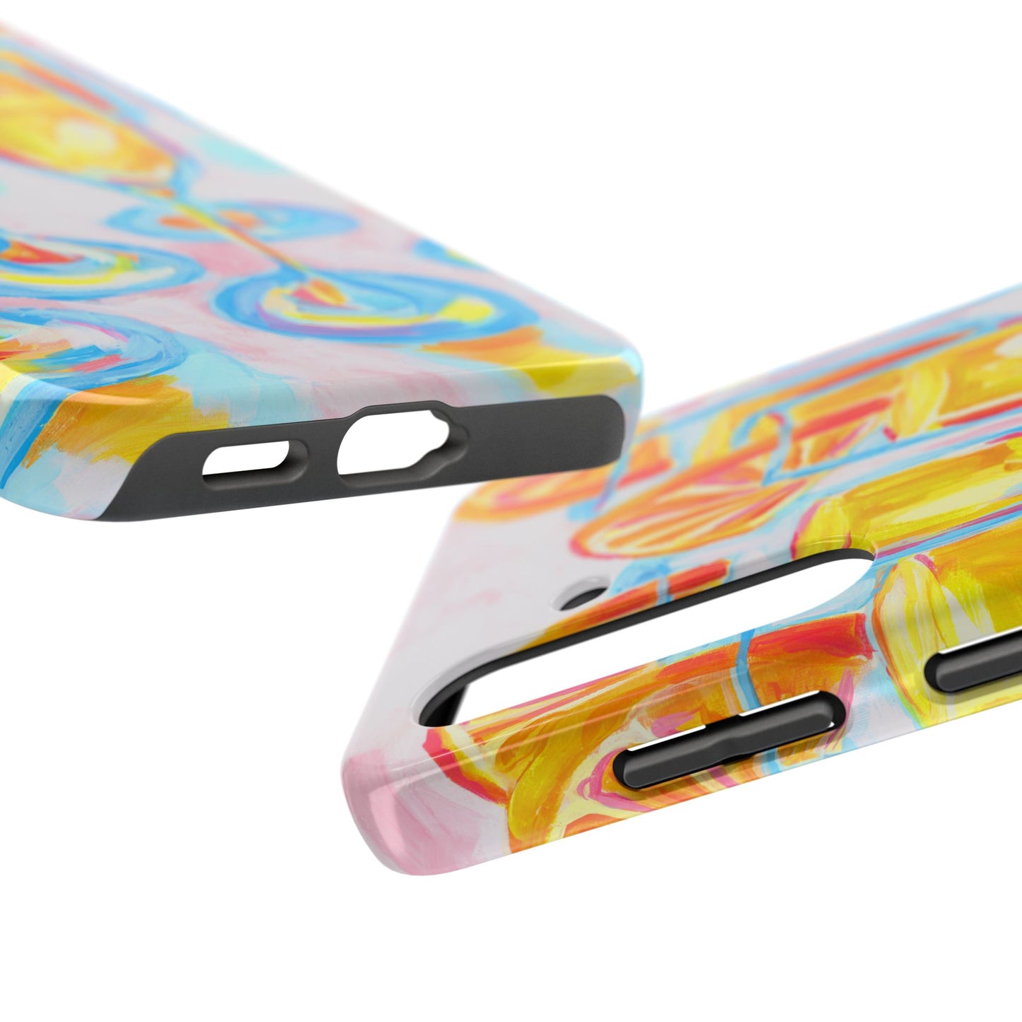 Pink Orange Mimosas Blue Champagne Flutes Abstract Acrylic Tough Phone Case | Various Models