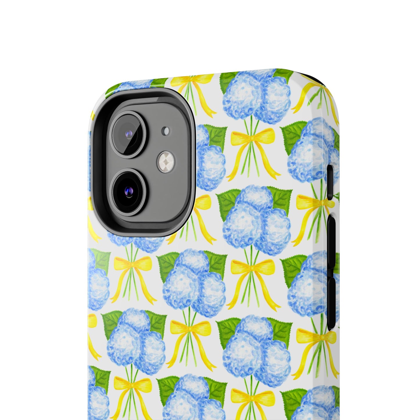 Blue Hydrangea Bouquets with Yellow Bow Ribbon Watercolor Illustrated Patterned Tough Phone Case | Various Models