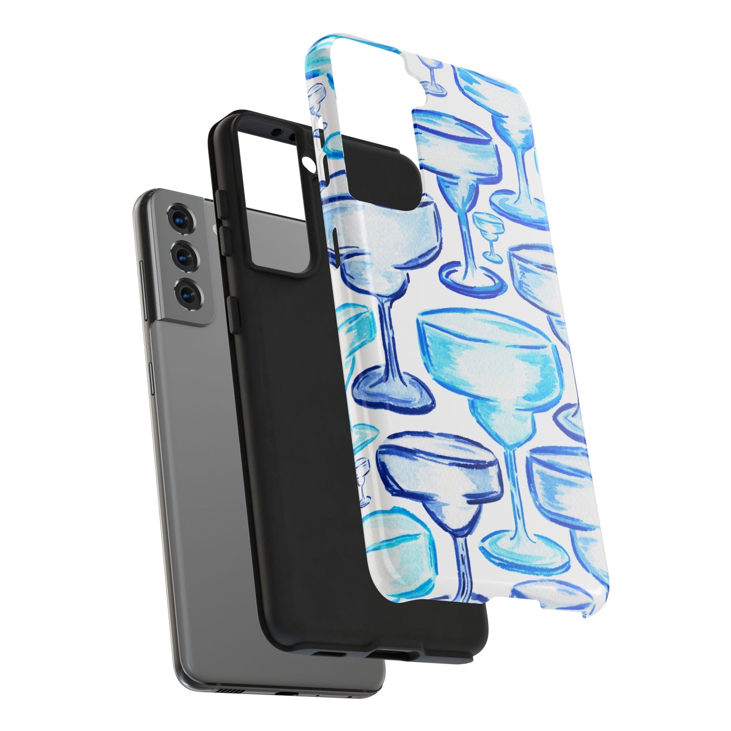 Coastal Shades of Blue Watercolor Margaritas Tough Phone Case | Various Models Available