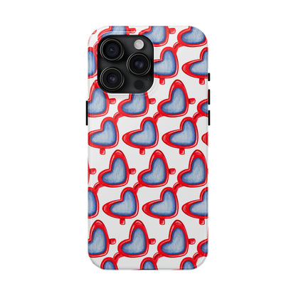 Red Heart Shaped Sunglasses Watercolor Illustrated Tough Phone Case | Various Models iPhone 15 Pro Max