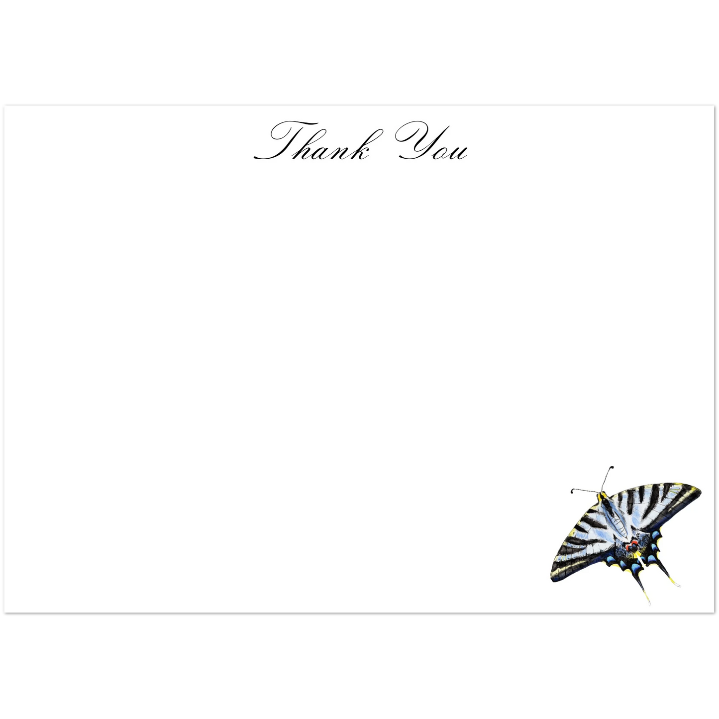Thank You Cards Light Blue Swallowtail Butterfly Watercolor Illustrated Flat Notecards | Set of 10 Cards & Envelopes | 2 Sizes 5R (5 x 7″)