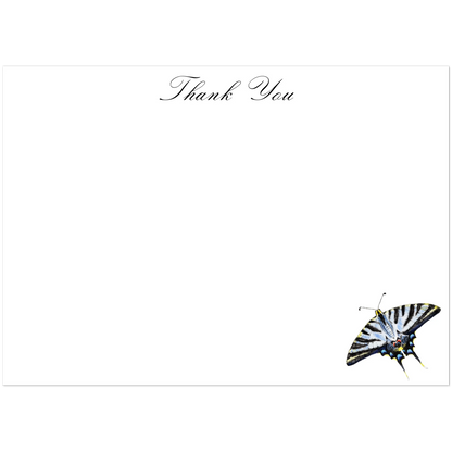 Thank You Cards Light Blue Swallowtail Butterfly Watercolor Illustrated Flat Notecards | Set of 10 Cards & Envelopes | 2 Sizes 5R (5 x 7″)