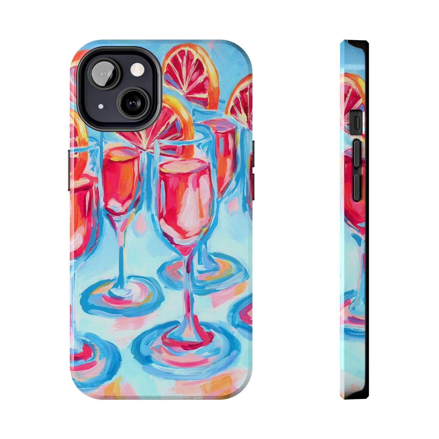 Pink Blood Orange Mimosas Blue Champagne Flute Acrylic Tough Phone Case | Various Models Available