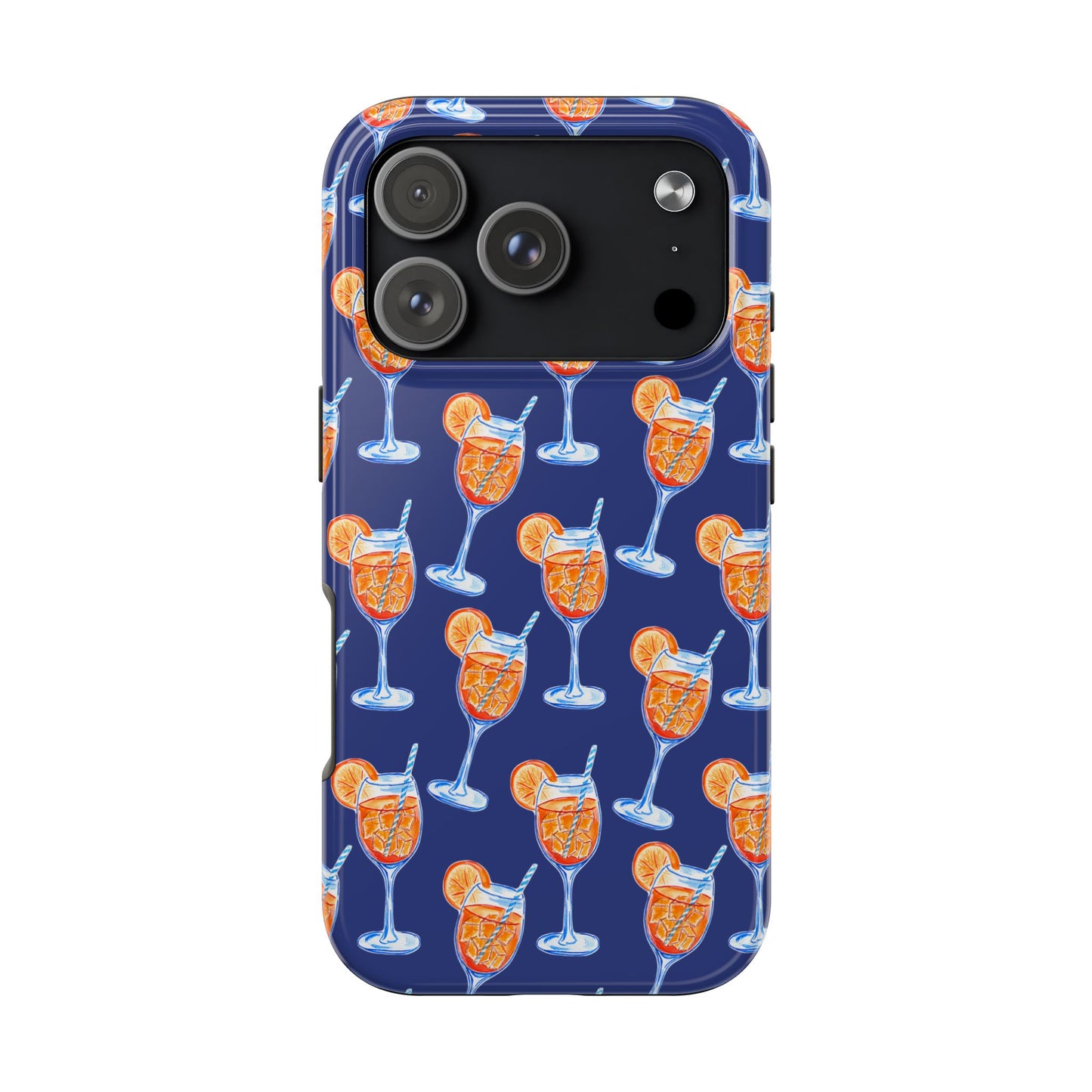 Orange & Blue Aperol Spritz Watercolor Pattern Navy Tough Case | Various Models iPhone 17 Pro