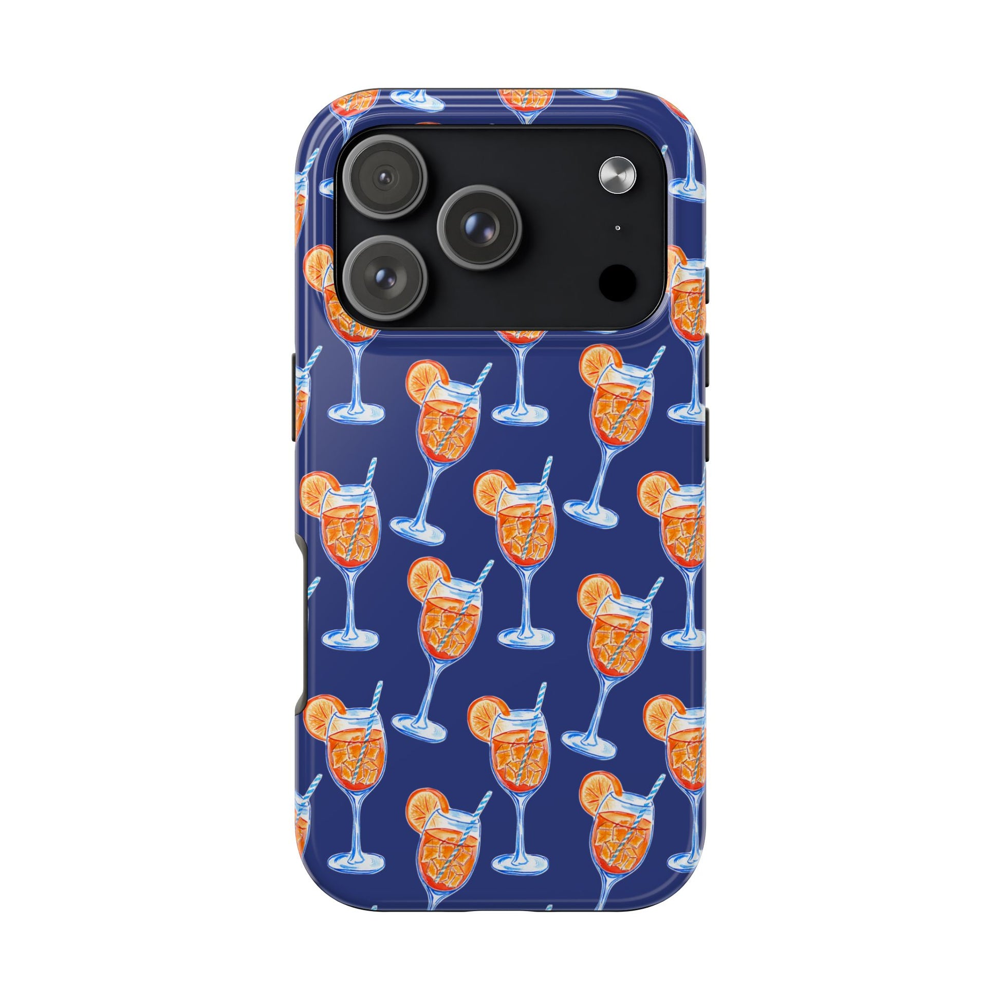 Orange & Blue Aperol Spritz Watercolor Pattern Navy Tough Case | Various Models iPhone 17 Pro