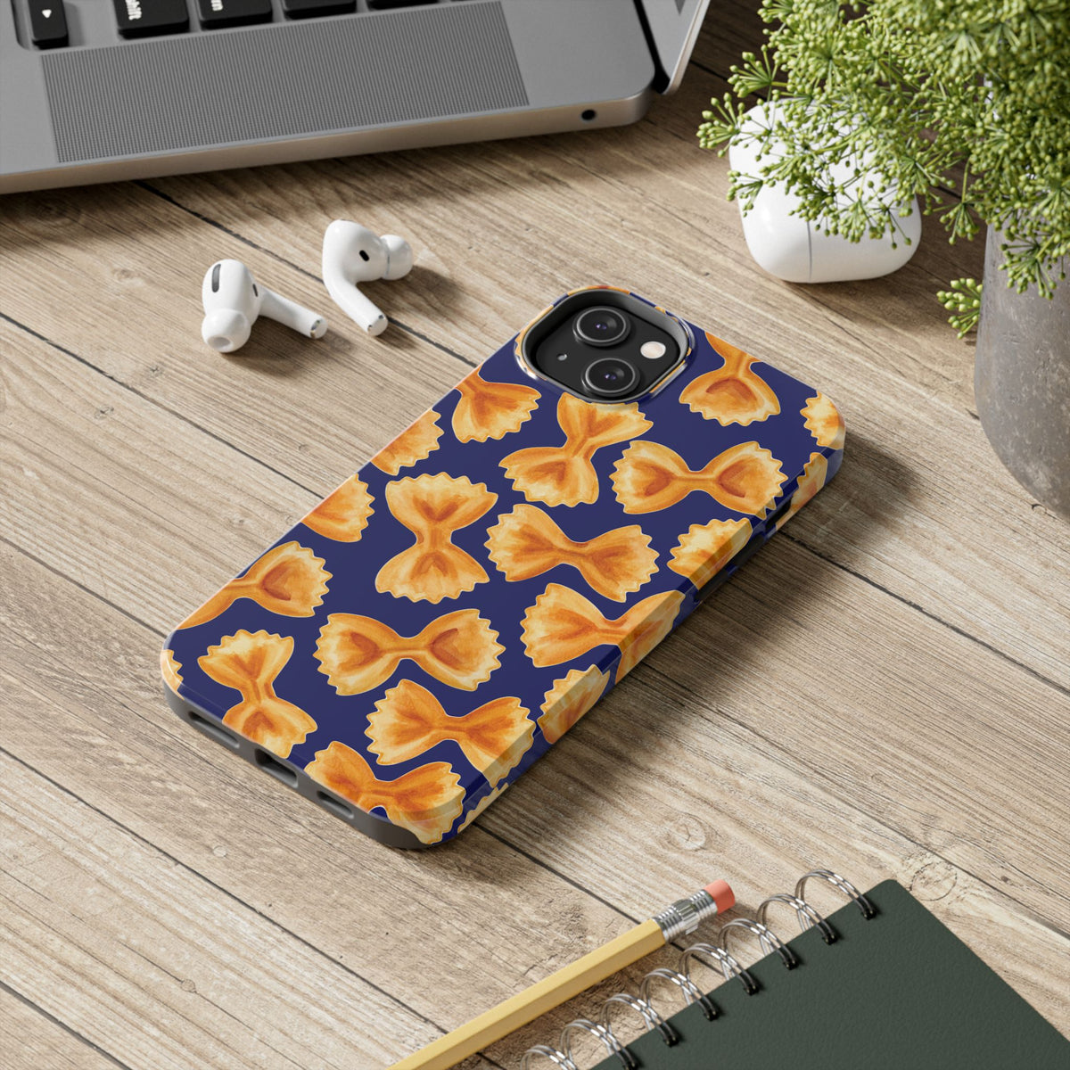 Copy of Copy of Tossed Farfalle Pasta Watercolor Illustrated Tough Phone Case | Various Models