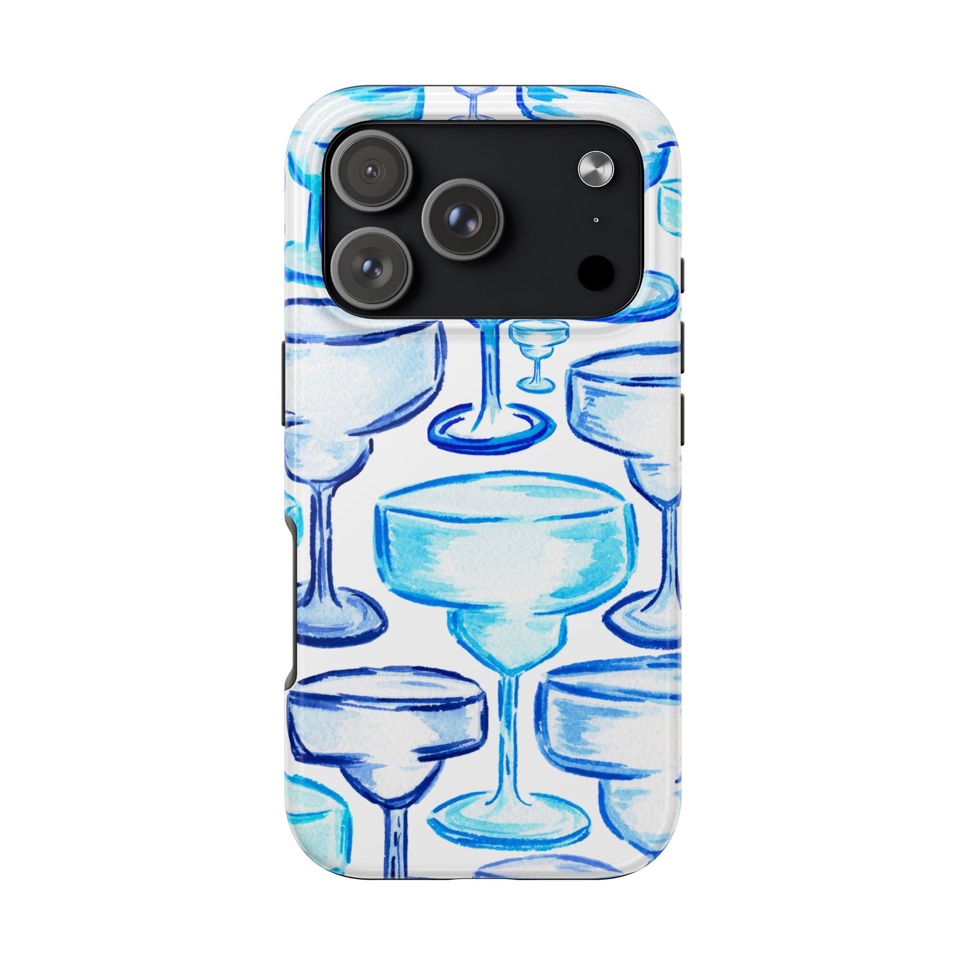 Coastal Shades of Blue Watercolor Margaritas Tough Phone Case | Various Models Available iPhone 17 Pro