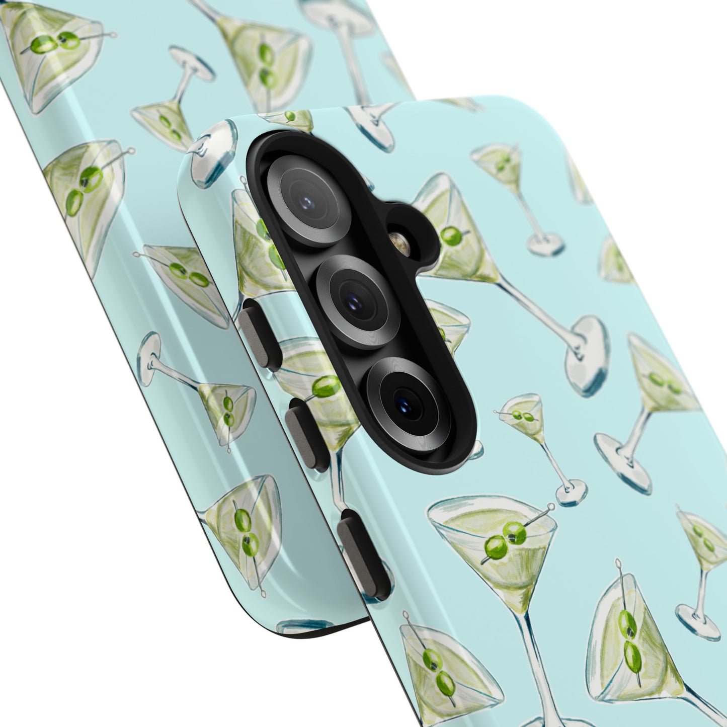 Watercolor Blue and Green Martinis Tossed Illustrated Pattern Turquoise Blue Tough Phone Case | Various Models