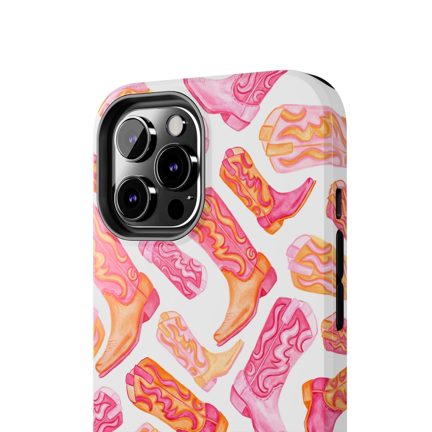 Tossed Hot Pink & Orange Cowboy Boots Tough Phone Cases | Various Models Available