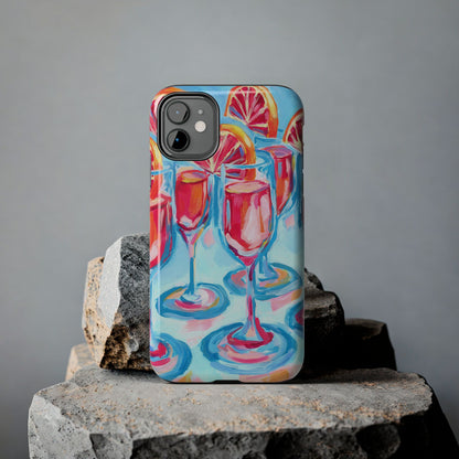 Pink Blood Orange Mimosas Blue Champagne Flute Acrylic Tough Phone Case | Various Models Available