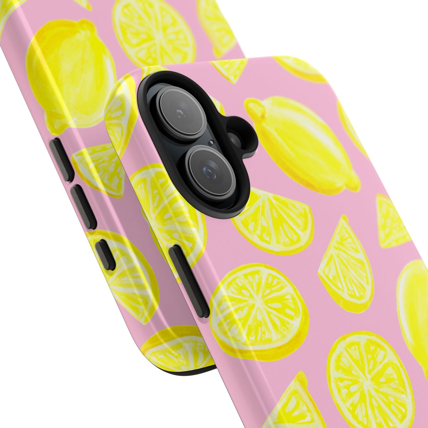 Bright Yellow Lemons Watercolor Illustrated Tossed Pattern Light Pink Tough Phone Case | Various Models