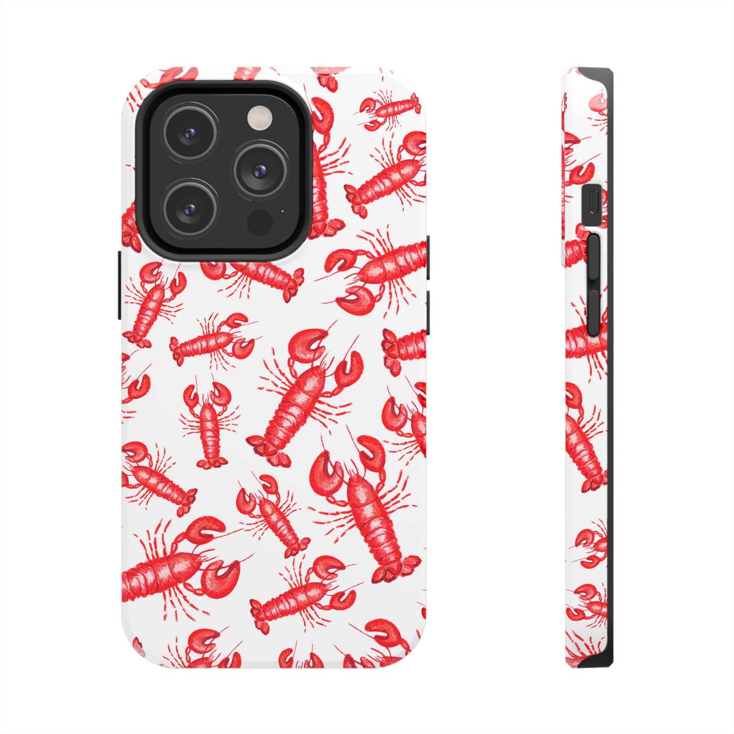 Watercolor Red Lobster Coastal Illustrated Patterned Tough Phone Case | Various Models